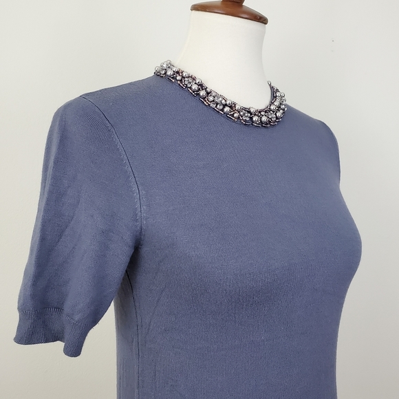 Zara Knit Bead Embellished Neck Top - Picture 8 of 13